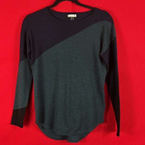 SMARTWOOL‎ Women's Shadow Pine Colorblock Sweater Twilight Blue Heather Size XS - Picture 1 of 6